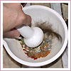 Crushing and grinding the incense ingredients